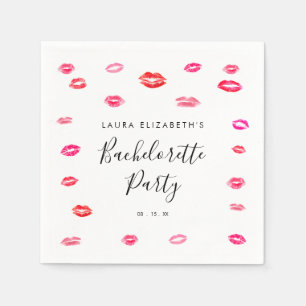Girly Modern Kiss Lipstick Bachelorette Party Pappersservett