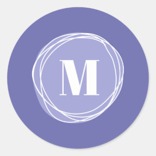 Girly Modern Lila Monogram Runt Klistermärke