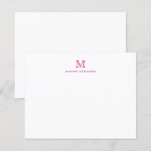 Girly Modern Monogram Initial Magenta Shock rosa Inbjudningar