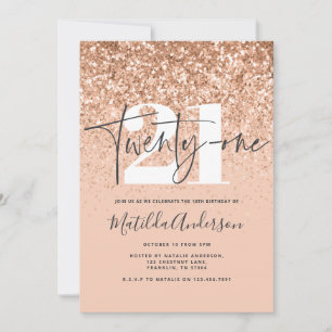 Girly modern persiko-typografi glitter 21-årsdag