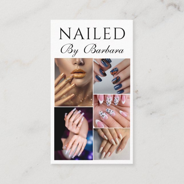 Girly Modern Photo Nail Artist Technician QR Code Visitkort (Framsida)