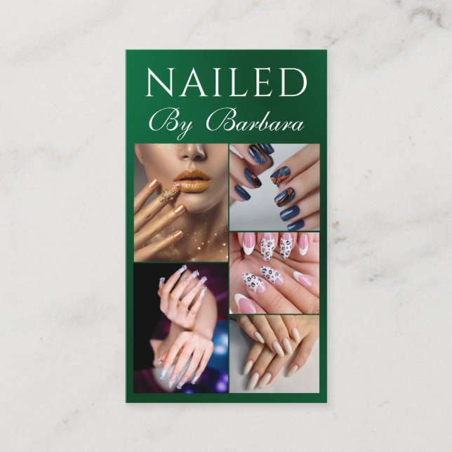 Girly Modern Photo Nail Artist Technician QR Code Visitkort (Framsida)