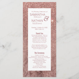 Girly Modern Ro Guld Glitter-Bröllopsprogram Program