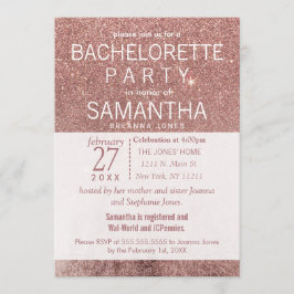 Girly Modern Ro Guld Glitter Foil Bachelorette Inbjudningar