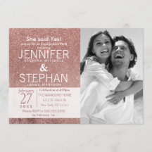 Girly Modern Ro Guld Glitter Foil Förlovning