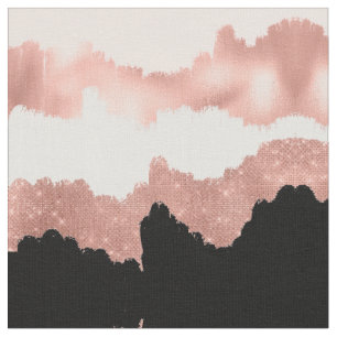 Girly Modern Ro Guld Rosa Glitter Brushstroke Tyg