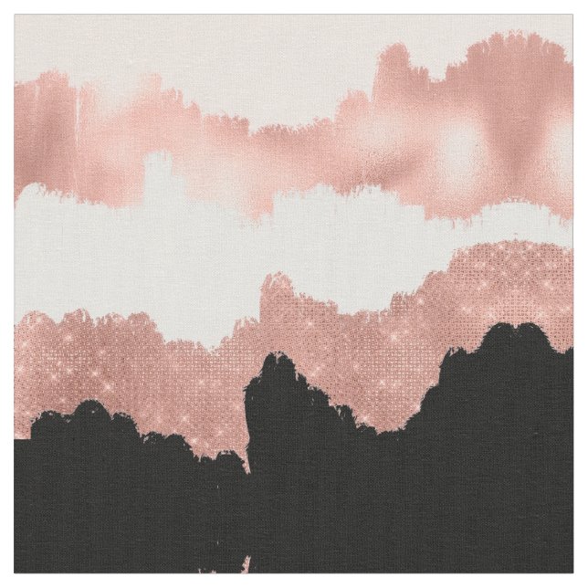 Girly Modern Ro Guld Rosa Glitter Brushstroke Tyg (Närbild)