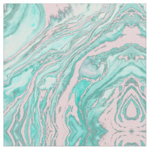 Girly Modern Rosa Teal Grönt Smoky Marble Mönster Tyg