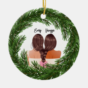 Girly Modern Vänner över BFF God jul Julgransprydnad Keramik