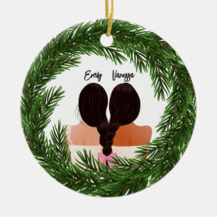 Girly Modern Vänner över BFF God jul Julgransprydnad Keramik