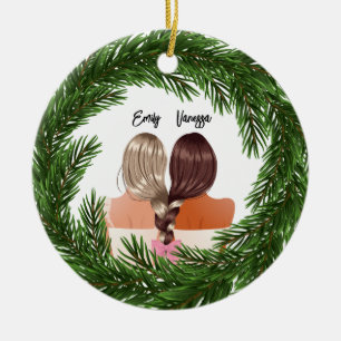 Girly Modern Vänner över BFF God jul Julgransprydnad Keramik