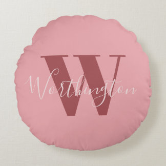 Girly Monogram and Name pink blush red Rund Kudde