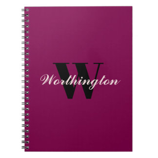 Girly Monogram and Name pink cherry red Anteckningsbok