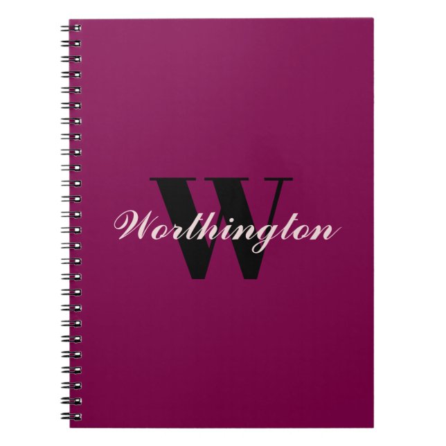 Girly Monogram and Name pink cherry red Anteckningsbok (Framsidan)