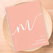 Girly Monogram Calligraphy Coral Rosa