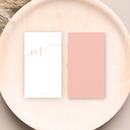 Girly Monogram Calligraphy Coral Rosa Stationery Anteckningskort