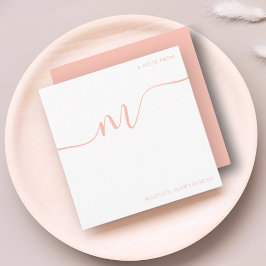 Girly Monogram Calligraphy Coral Rosa Stationery Anteckningskort
