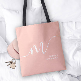 Girly Monogram Calligraphy Coral Rosa Tygkasse