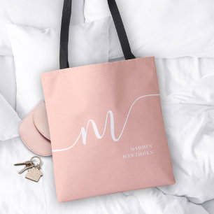 Girly Monogram Calligraphy Coral Rosa Tygkasse