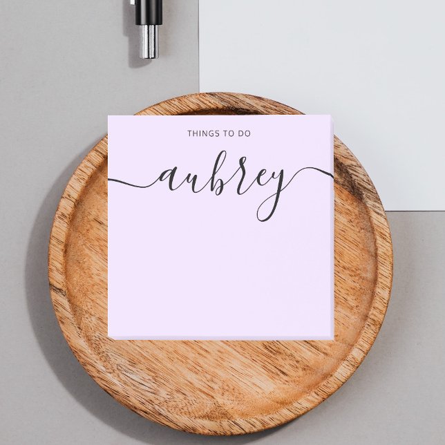 Girly Monogram Calligraphy Minimalist Lila Post-it Block (Skapare uppladdad)