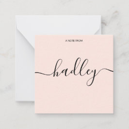 Girly Monogram Calligraphy Rosa Anteckningskort