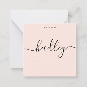 Girly Monogram Calligraphy Rosa Anteckningskort