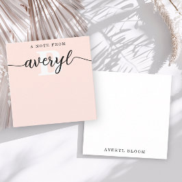 Girly Monogram Calligraphy  Rosa Stationery Anteckningskort