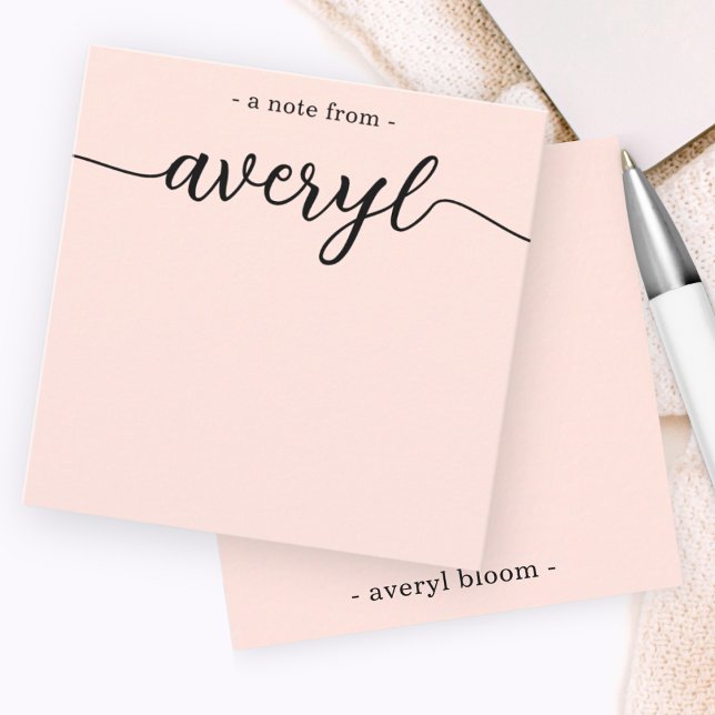Girly Monogram Calligraphy  Rosa Stationery Anteckningskort (Skapare uppladdad)