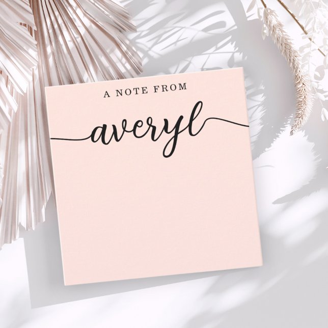 Girly Monogram Calligraphy  Rosa Stationery Anteckningskort (Skapare uppladdad)