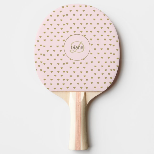 Girly Monogram Coola Rosa med Namn Pingisracket (Framsidan)