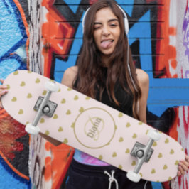 Girly Monogram Cute Elegant med Namn Mini Skateboard Bräda 18,5 Cm