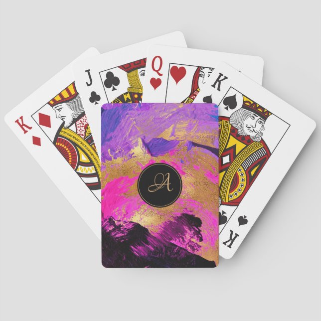 Girly monogram konstnärlig elegant abstrakt mönste casinokort (Baksidan)