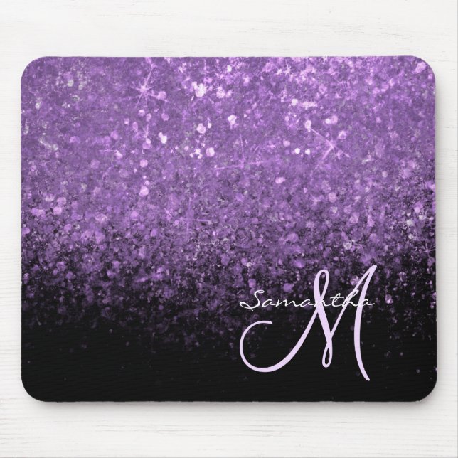 Girly Monogram Lila Glitter Gnistra & Black Musmatta (Framsidan)