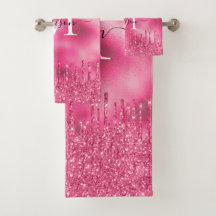 Girly Monogram Metallic Shock rosa Dripping Glitte
