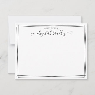 Girly Monogram Namnteckning skript från skrivborde Tack Kort