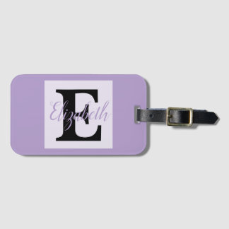 Girly Monogram och Namn rosa lila Luggage Bagagebricka