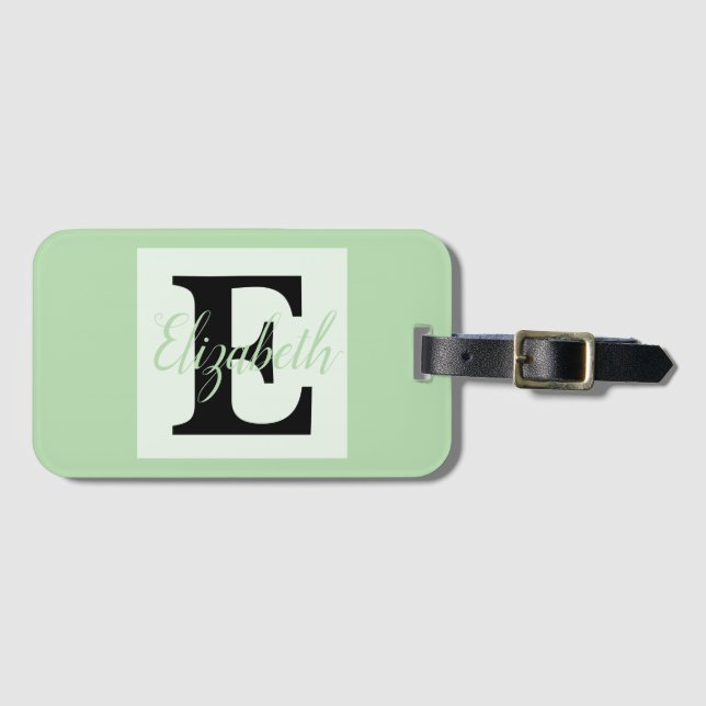 Girly Monogram och Namn rosa lila Luggage Bagagebricka (Framsida horisontal)