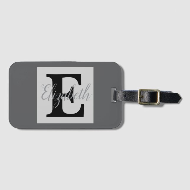 Girly Monogram och Namn rosa lila Luggage Bagagebricka (Framsida horisontal)