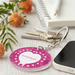 Girly Monogram Rosa Glitter White Heart-mall