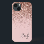 Girly  Monogram Rosa ros Glitter<br><div class="desc">Girly Ro Guld -  Rosa Faux Gnistra och Dripping Glitter Brushed Metall Monogram Namn och Initial Mobil. Det gör perfekten söt 16-årsjubileum,  bröllop,  möhippa,  årsdag,  babydusch eller bachelorette-fest för någon som glam lyxen och chic stilar i kärlek.</div>