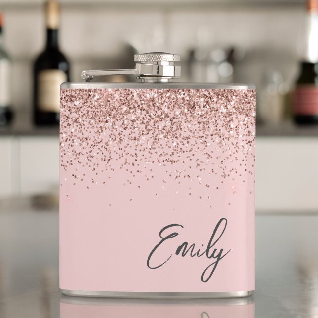 Girly  Monogram Rosa ros Glitter Fickplunta (Skapare uppladdad)