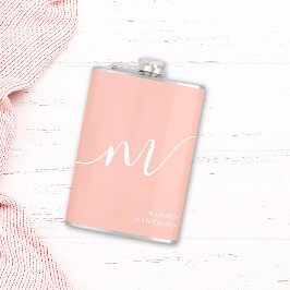 Girly Monogram Script Calligraphy Coral  Rosa Fickplunta