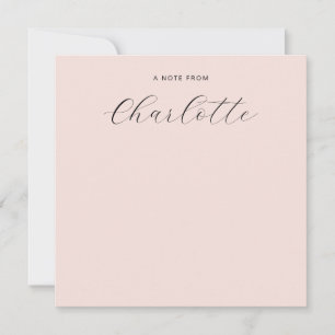 Girly Monogram Script Calligraphy Rosa Anteckningskort