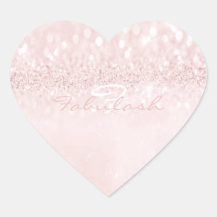 Girly Monogram Sparkly Glitter Rosa Delicate Heart Hjärtformat Klistermärke