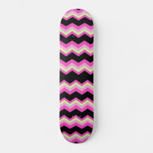 girly mönster zigzag fuchsia shock rosa chevron skateboard bräda 21,5 cm