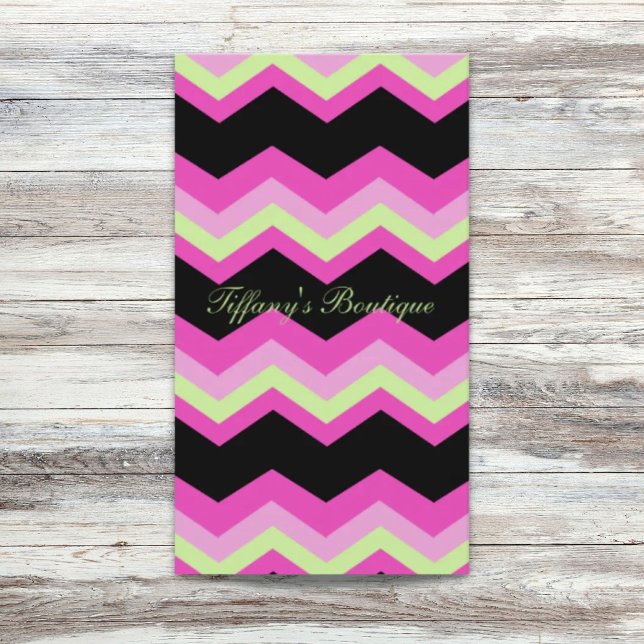 girly mönster zigzag fuchsia shock rosa chevron visitkort (girly pattern zigzag fuchsia hot pink chevron business card)
