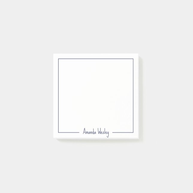 Girly Mörk Lila Monogram Fullt Namn Post-it Block (Framsida)