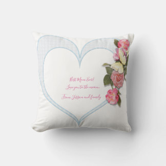Girly Mors dag rosa blommigt Heart Kudde