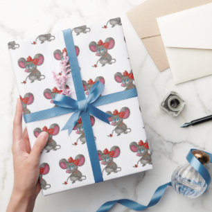 Girly Mouse On White Presentpapper