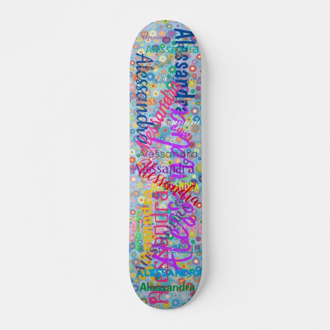 Girly Namn Collage Skateboard med blommor (Framsida)